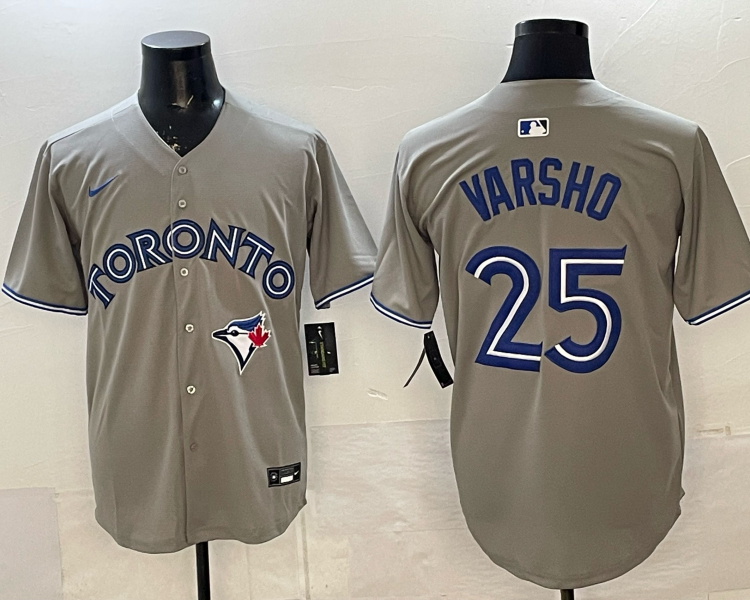 Men's Toronto Blue Jays Daulton Varsho #25 Gray Jersey