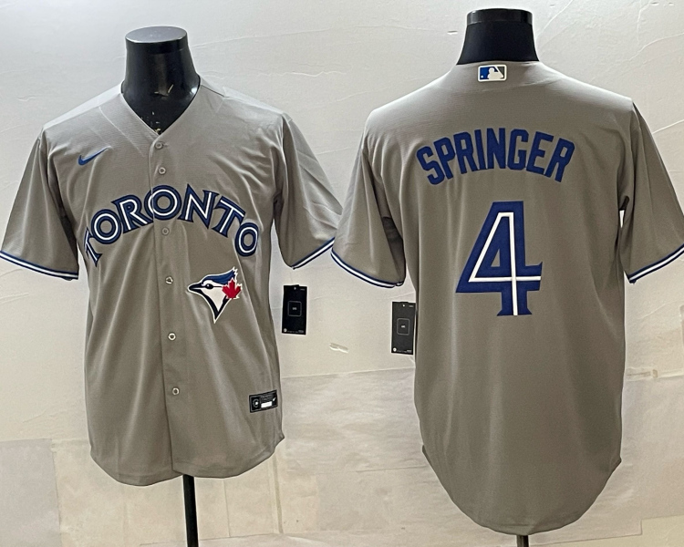 Men's Toronto Blue Jays George Springer #4 Gray Jersey