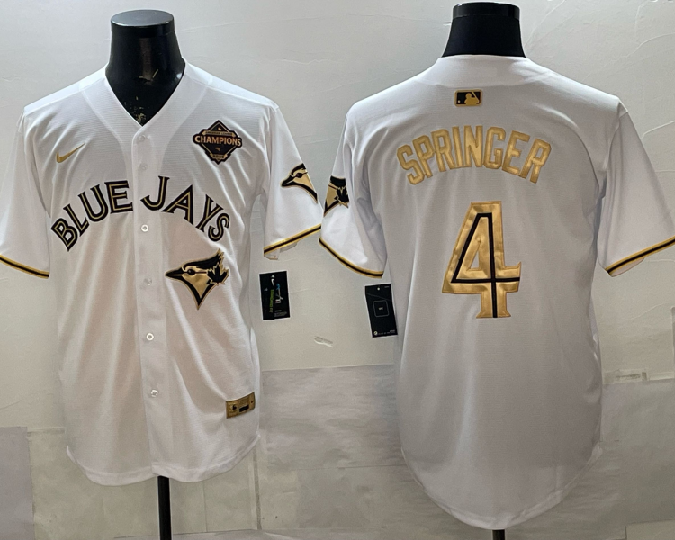 Men's Toronto Blue Jays George Springer #4 White Jersey