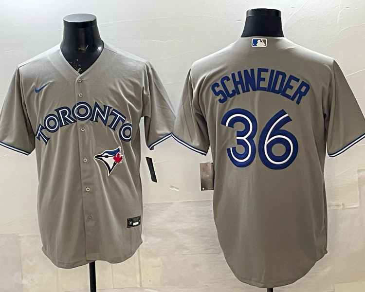 Men's Toronto Blue Jays John Schneider #36 Gray Jersey