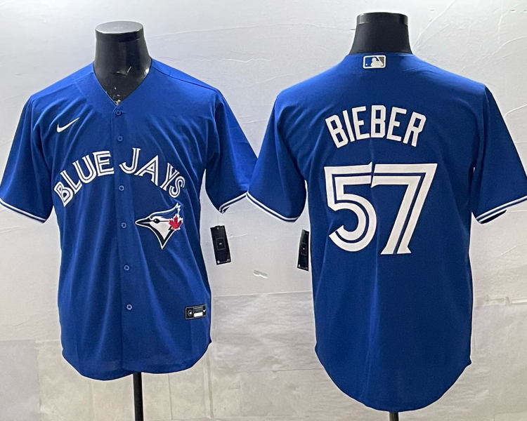 Men's Toronto Blue Jays Shane Bieber #57 Royal Alternate Jersey