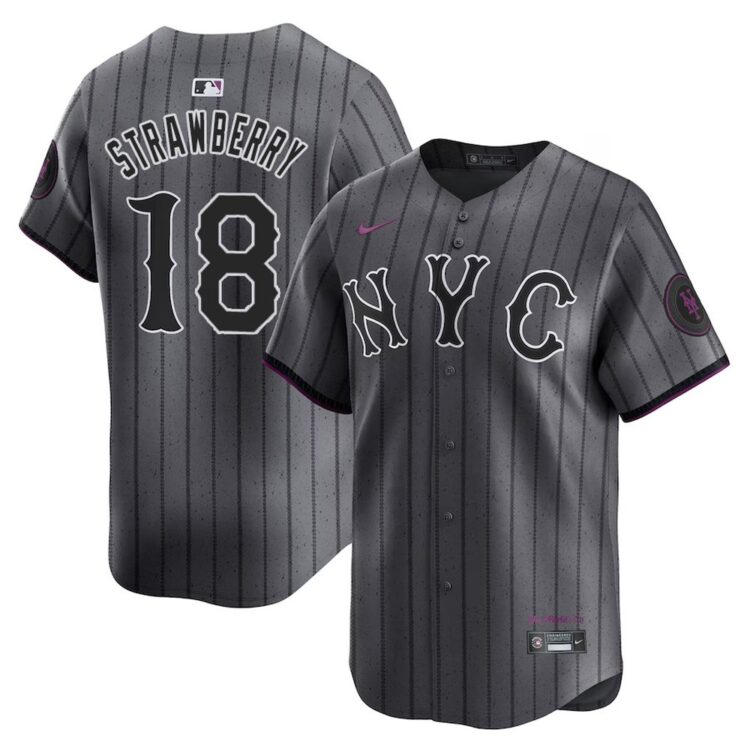 Men's New York Mets #18 Darryl Strawberry  Graphite 2024 City Connect Limited Player Jersey