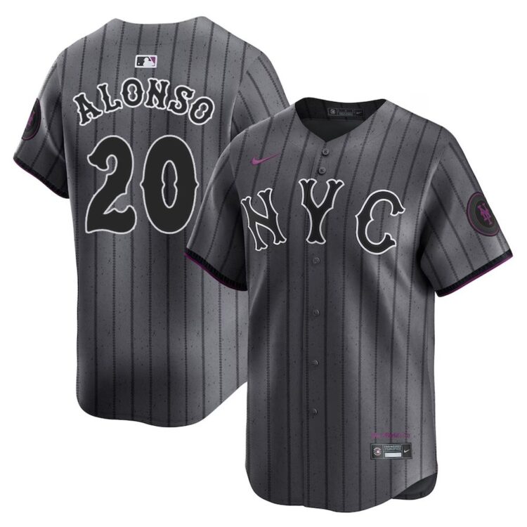 Men's New York Mets #20 Pete Alonso  Graphite 2024 City Connect Limited Player Jersey