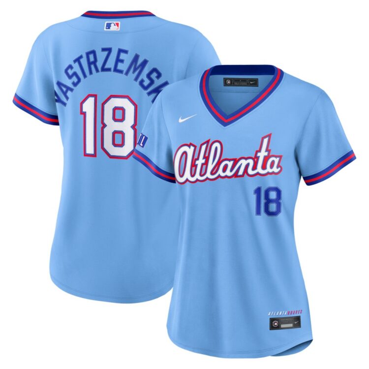 Women's Atlanta Braves #18 Mike Yastrzemski Nike Powder Blue 2026 City Connect Stadium Jersey