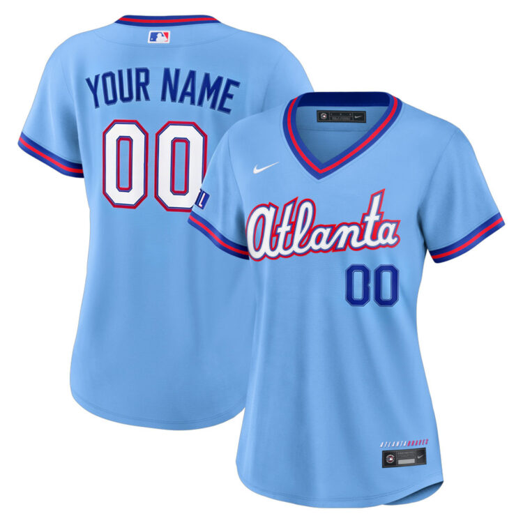 Women's Atlanta Braves Nike Powder Blue 2026 City Connect Stadium Custom Jersey