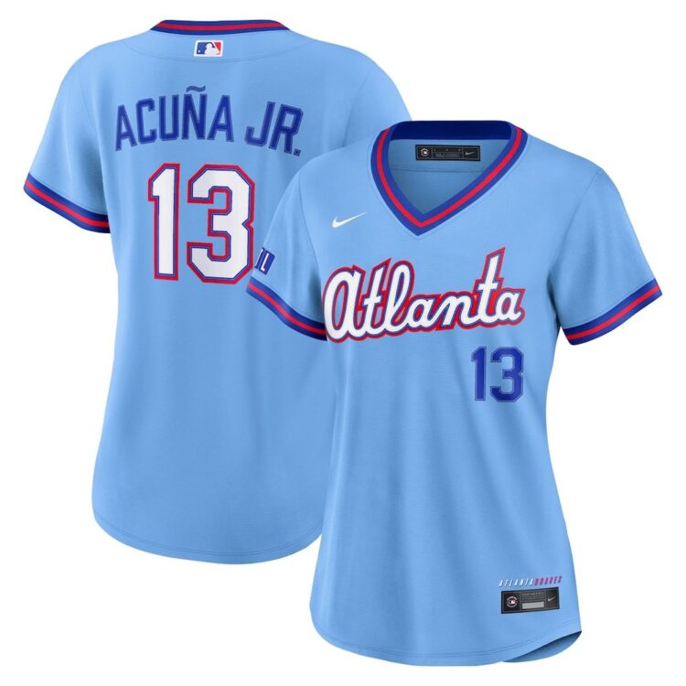 Women's Atlanta Braves Ronald #13 Acuna Jr. Nike Powder Blue 2026 City Connect Stadium Jersey