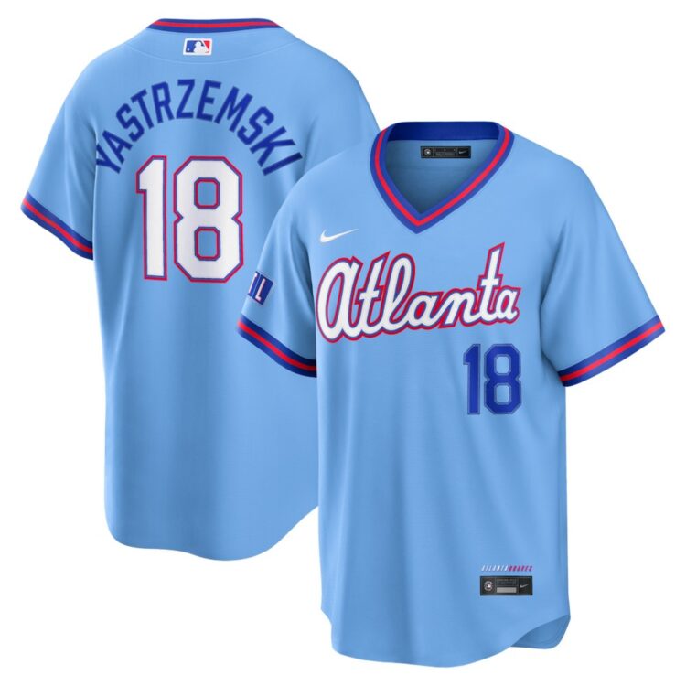 Youth Atlanta Braves #18 Mike Yastrzemski Nike Powder Blue 2026 City Connect Stadium Jersey