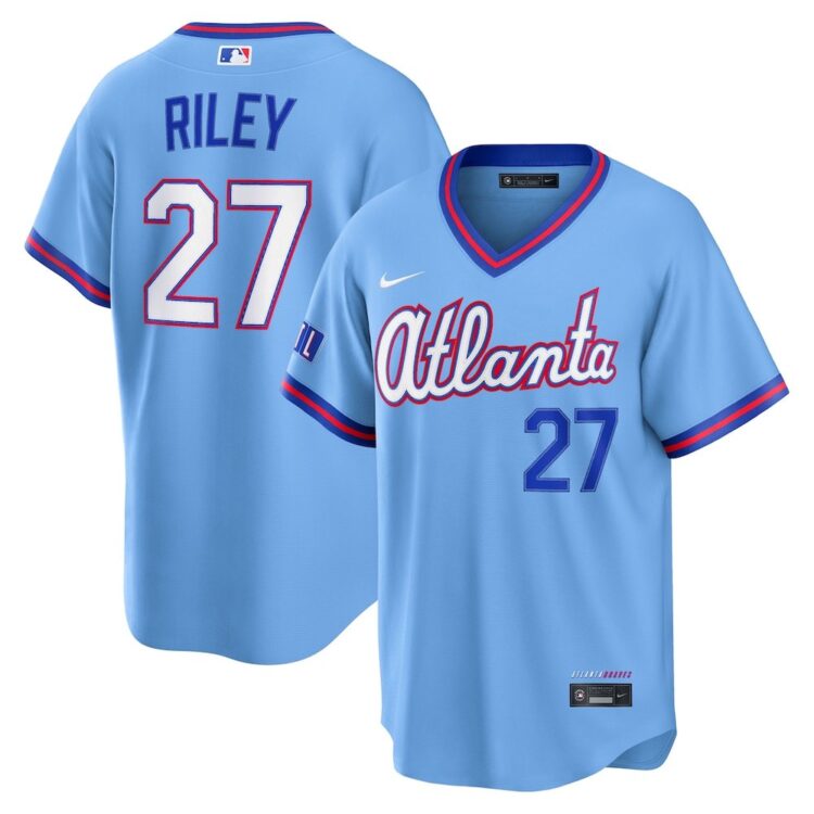 Youth Atlanta Braves #27 Austin Riley Powder Blue 2026 City Connect Stitched Jersey