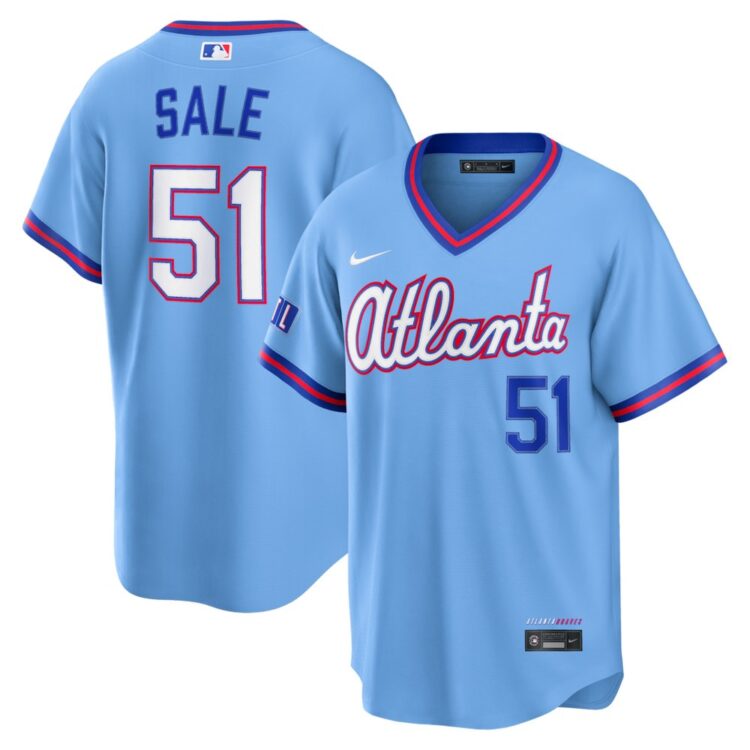 Youth Atlanta Braves #51 Chris Sale Powder Blue 2026 City Connect Stitched Jersey