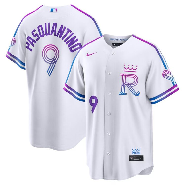 Men's Kansas City Royals #9 Vinnie Pasquantino White 2026 City Connect Stitched Jersey