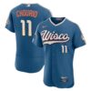 Men's Milwaukee Brewers #11 Jackson Chourio Nike Mineral Blue 2026 City Connect Authentic Sponsor Patch Jersey