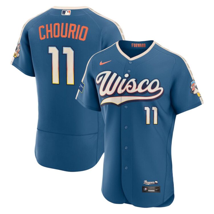 Men's Milwaukee Brewers #11 Jackson Chourio Nike Mineral Blue 2026 City Connect Authentic Sponsor Patch Jersey