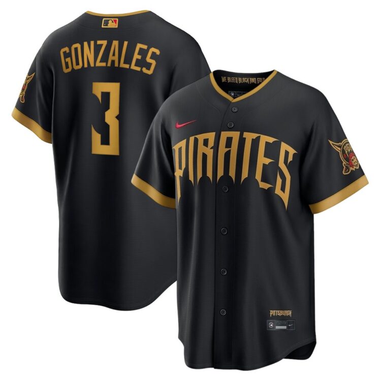 Men's Pittsburgh Pirates #3 Nick Gonzales Black 2026 City Connect Stitched Jersey