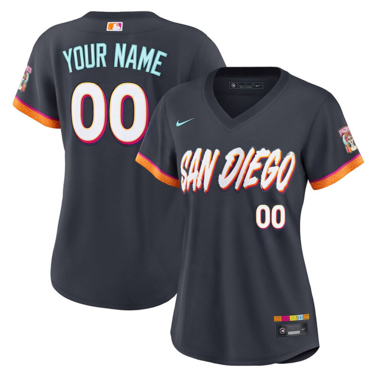 Women's San Diego Padres Nike Obsidian 2026 City Connect Stadium Custom Jersey
