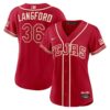 Women's Texas Rangers #36 Wyatt Langford Nike Red 2026 City Connect Stadium Jersey