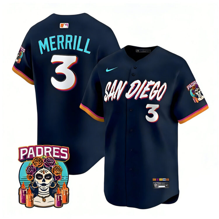 Youth San Diego Padres #3 Jackson Merrill Navy 2026 City Connect Stitched Jersey-Button Up