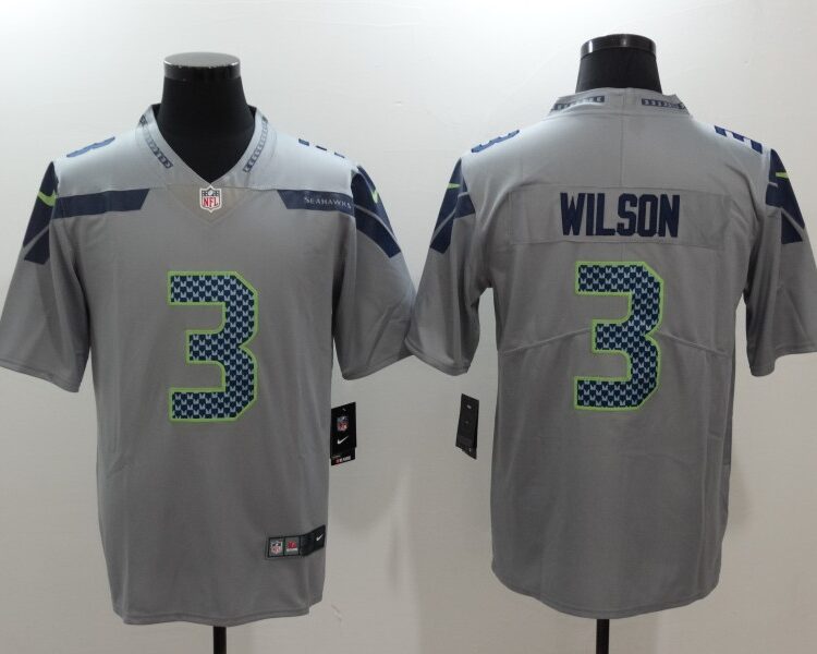 Men's Seattle Seahawks #3 Russell Wilson Nike Gray Alternate Vapor Limited Jersey