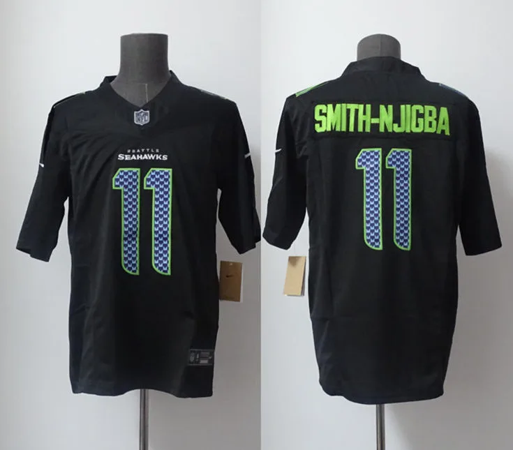 Mens Seattle Seahawks #11 Jaxon Smith-Njigba Nike Super Bowl LX Patch Black Carbon Fashion Game Jersey - Black