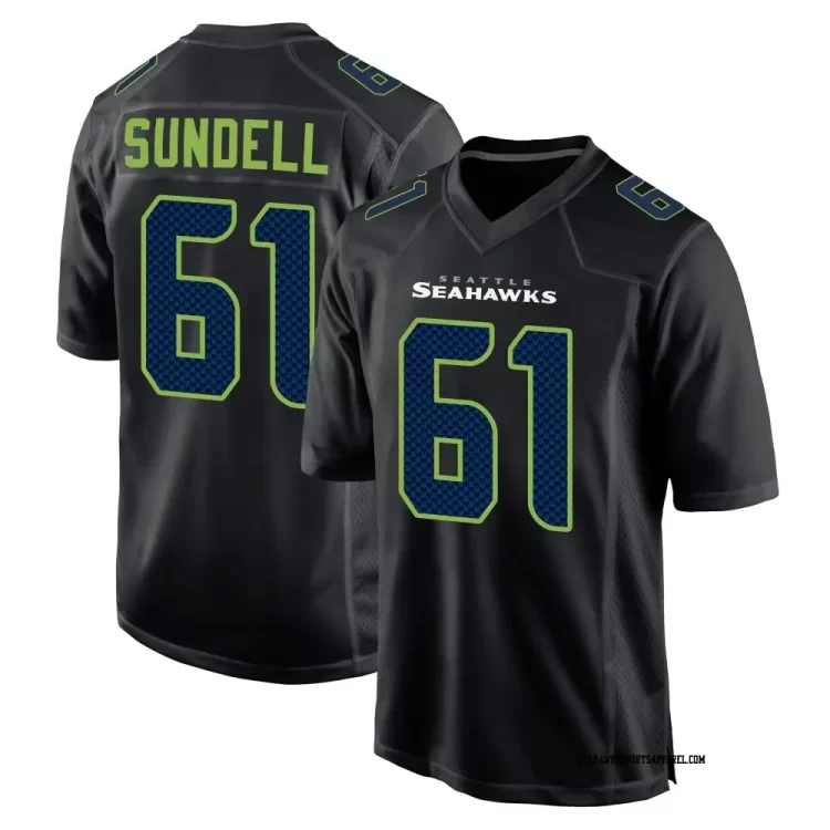 Men's Seattle Seahawks #61 Jalen Sundell Black Carbon Fashion Game Jersey