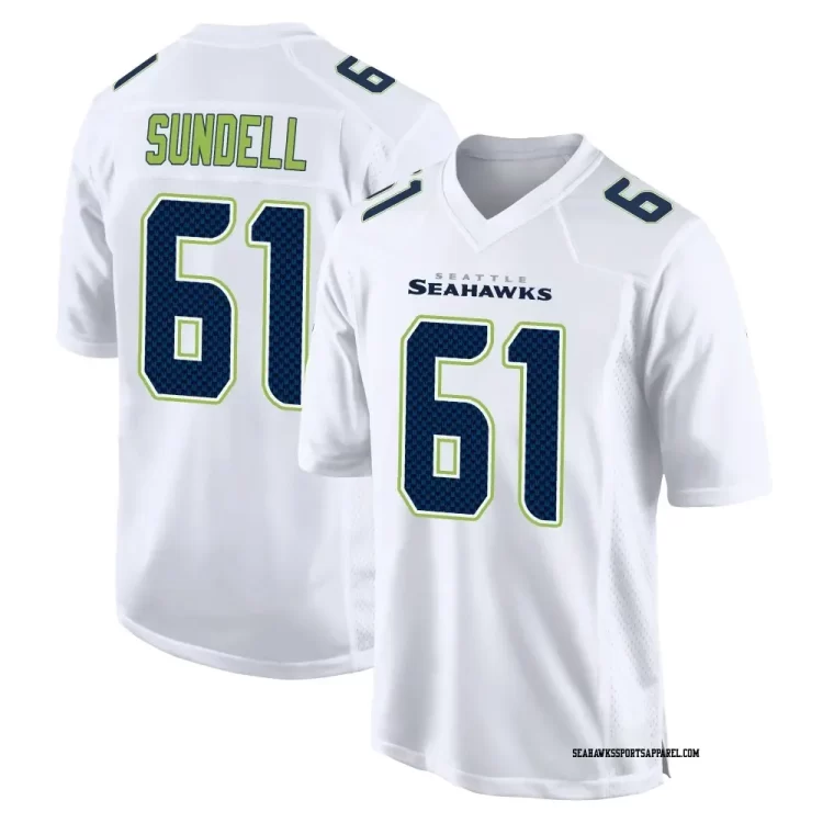 Men's Seattle Seahawks #61 Jalen Sundell Nike White Tundra Fashion Game Jersey