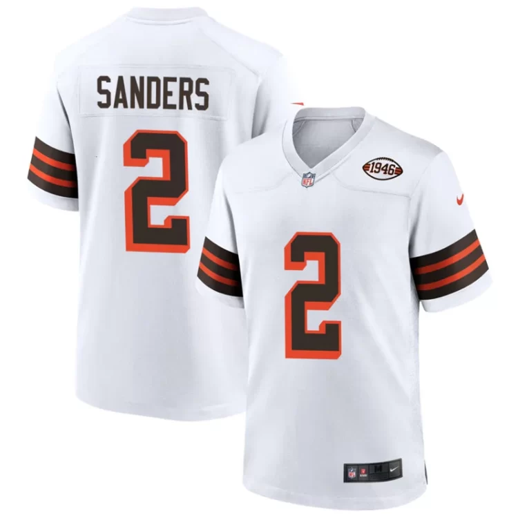 Mens Cleveland Browns #2 Shedeur Sanders Nike White 1946 Collection 75th Anniversary Limited Jersey