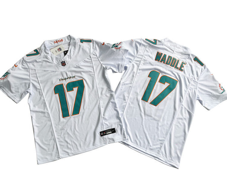 Men's Miami Dolphins #17 Jaylen Waddle Nike Home White 2023 F.U.S.E. Vapor Limited Jersey