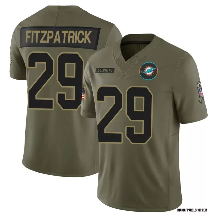 Mens Miami Dolphins #29 Minkah Fitzpatrick Nike 2025 Salute to Service Retired Limited Jersey - Olive