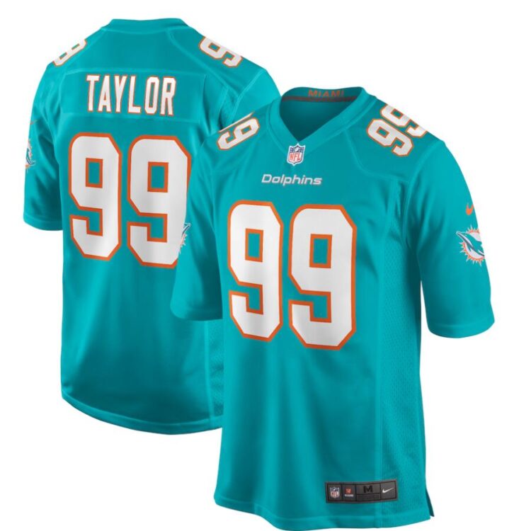 Men's Miami Dolphins Retired Player #99 Jason Taylor Nike Aqua Vapor Limited Jersey