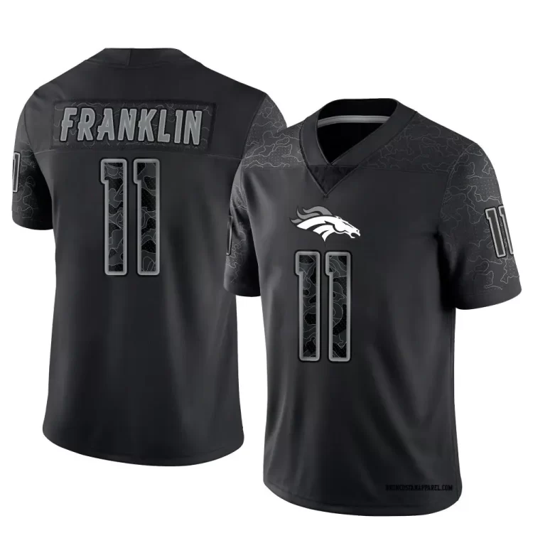 Mens Denver Broncos #11 Troy Franklin Black Rflctv Limited Jersey