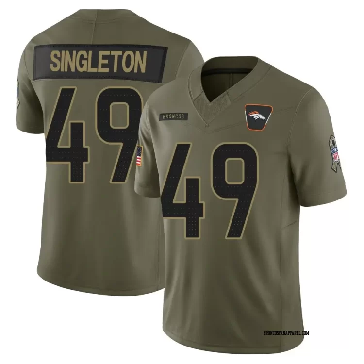 Mens Denver Broncos #49 Alex Singleton 2025 Salute to Service Limited Jersey - Olive