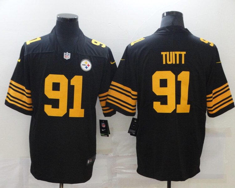 Men's Pittsburgh Steelers #91 Stephon Tuitt Nike Black Color Rush Vapor Untouchable Jersey