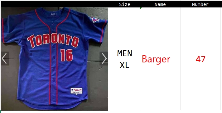 Jason Barger #47 custom jersey size XL