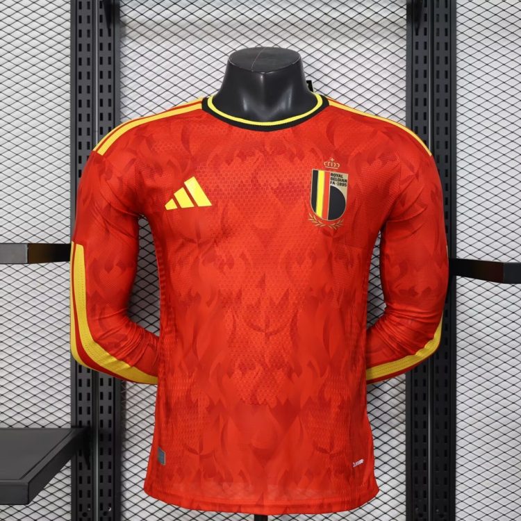 Men's Belgium 26 27 Player Version Home LS Soccer Jersey