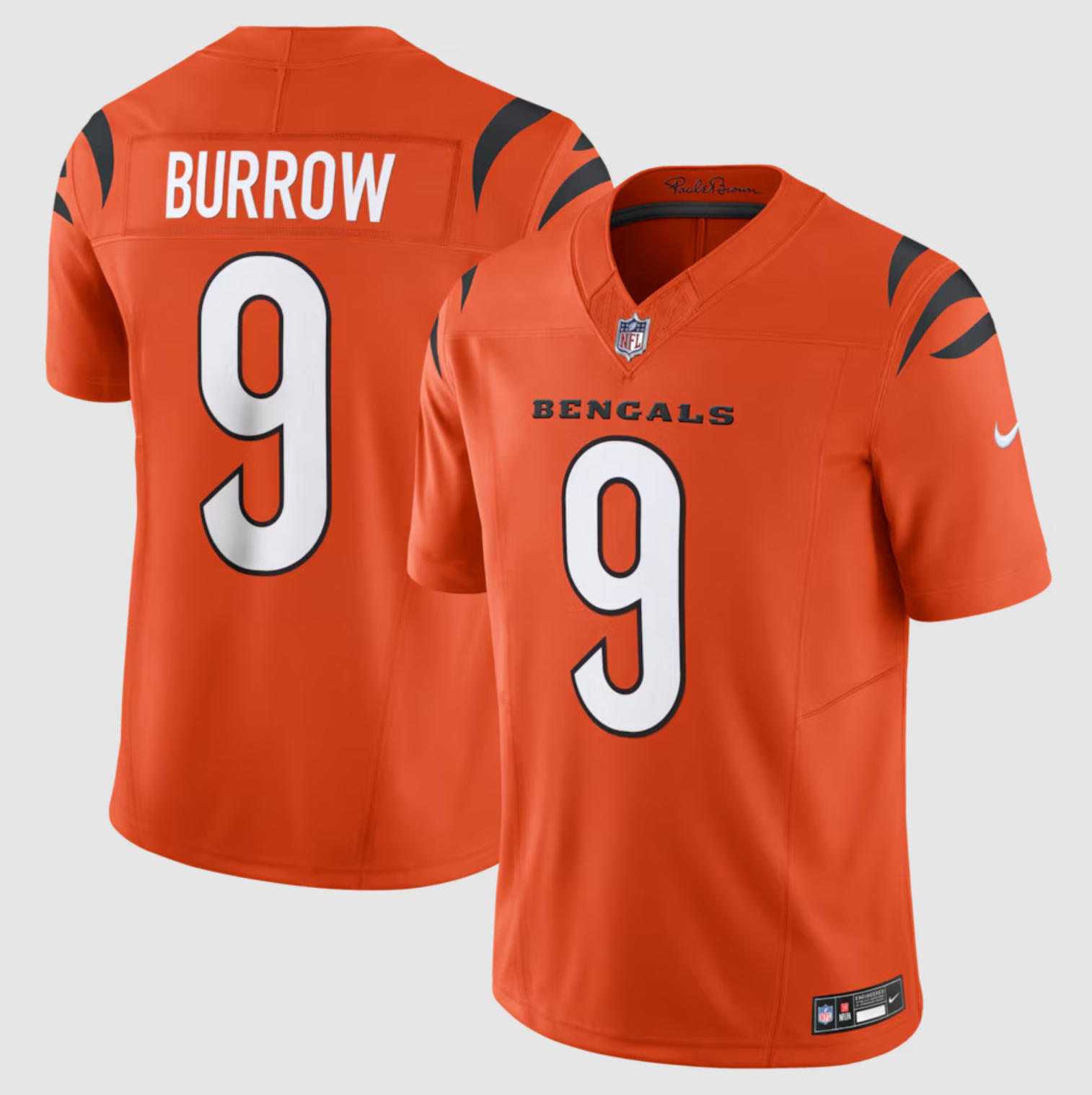 Men's Cincinnati Bengals #9 Joe Burrow Nike Orange Alternate 2023 F.U.S.E. Vapor Limited Jersey