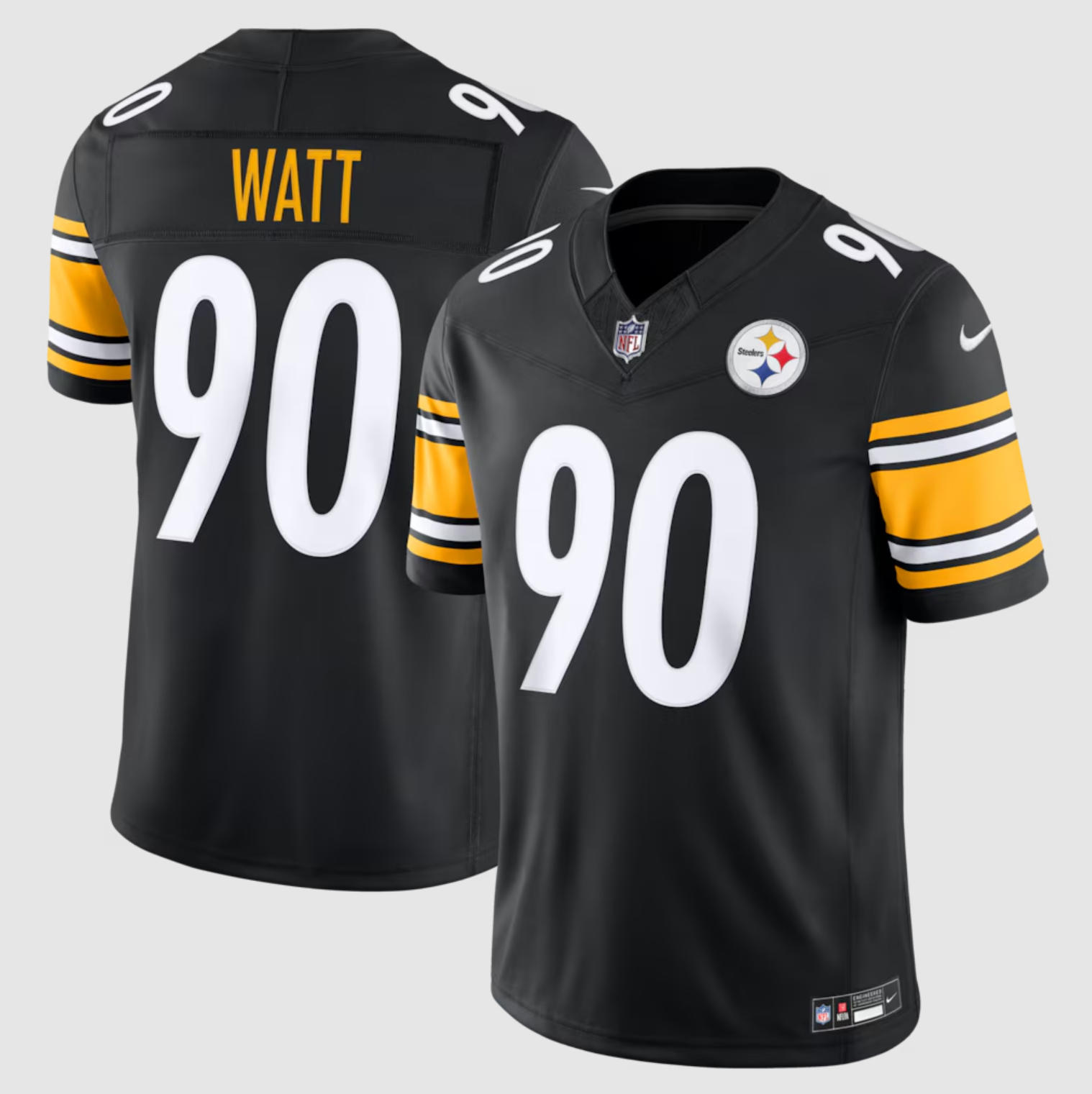 Men's Pittsburgh Steelers #90 T. J. Watt Nike Black F.U.S.E. Vapor Limited Jersey