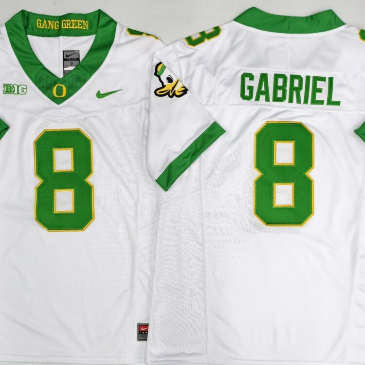 Men's Oregon Ducks White #8 GABRIEL Stitched Jersey
