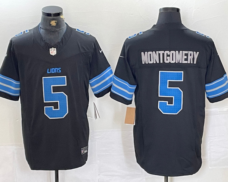 Men's Detroit Lions David Montgomery #5 Black 2nd Alternate Jersey