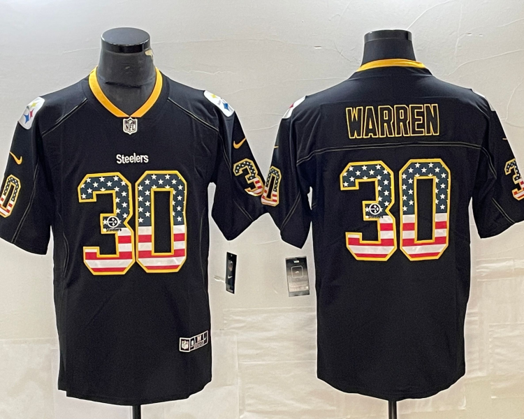 Men's Pittsburgh Steelers Jaylen Warren #30 Black Jersey