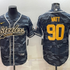 Men's Pittsburgh Steelers T.J. Watt #90 Gray Camouflage Jersey Joint edition