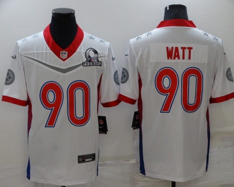 Men's Pittsburgh Steelers T.J. Watt #90 White All Star Jersey