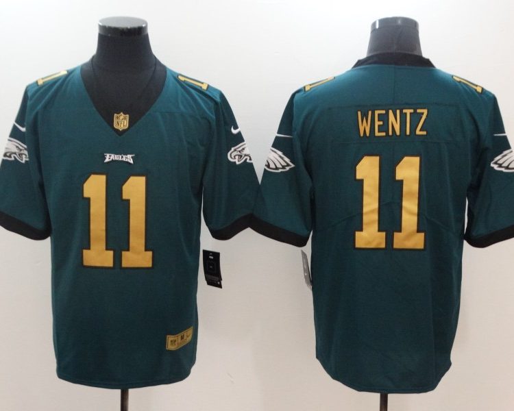 Men's Philadelphia Eagles Carson Wentz #11 Midnight Green Jersey