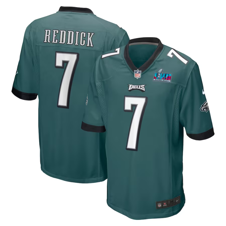 Men's Philadelphia Eagles Haason Reddick #7 Midnight Green Super Bowl LVII Patch Jersey