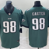 Men's Philadelphia Eagles Jalen Carter #98 Midnight Green 2023 NFL Draft First Round Pick Jersey