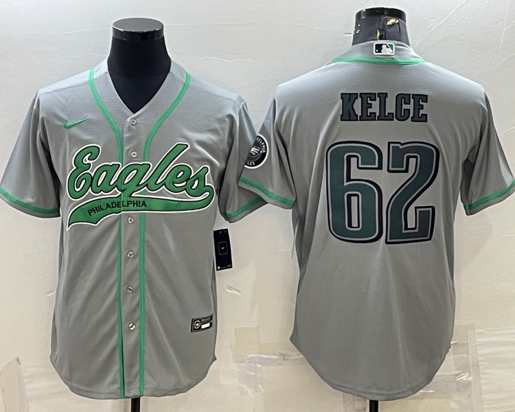 Men's Philadelphia Eagles Jason Kelce #62 Gray Jersey Joint Edition