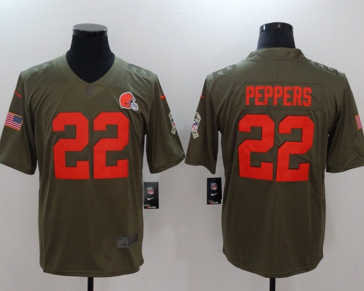 Men's Cleveland Browns Jabrill Peppers Olive Jersey
