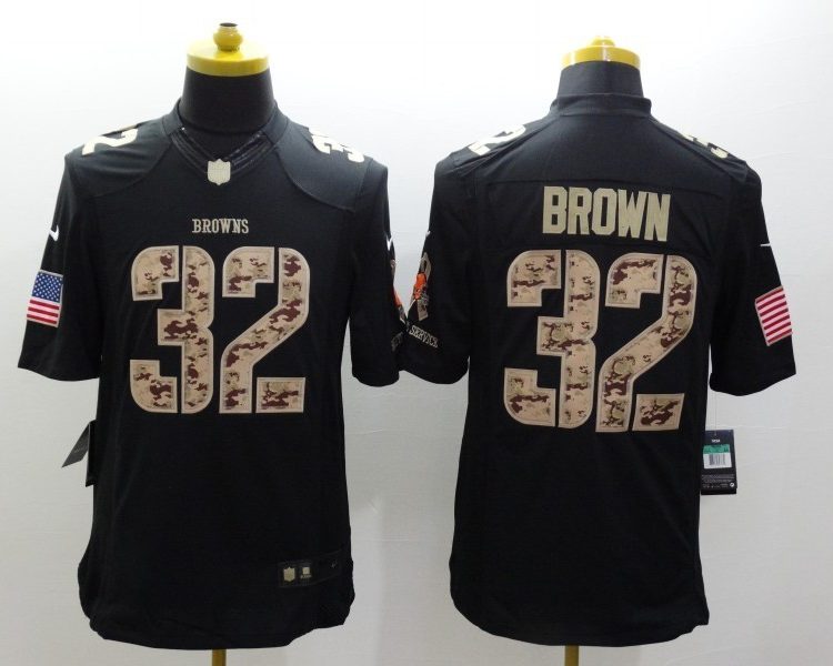 Men's Cleveland Browns Jim Brown #32 Black Jersey