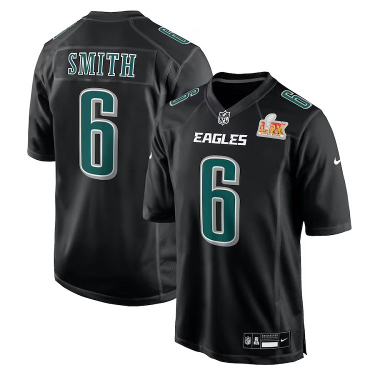 Men's Philadelphia Eagles DeVonta Smith #6 Carbon Black Super Bowl LIX Jersey