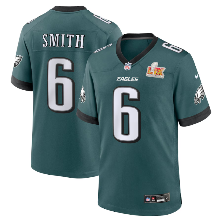 Men's Philadelphia Eagles DeVonta Smith #6 Midnight Green Super Bowl LIX Jersey