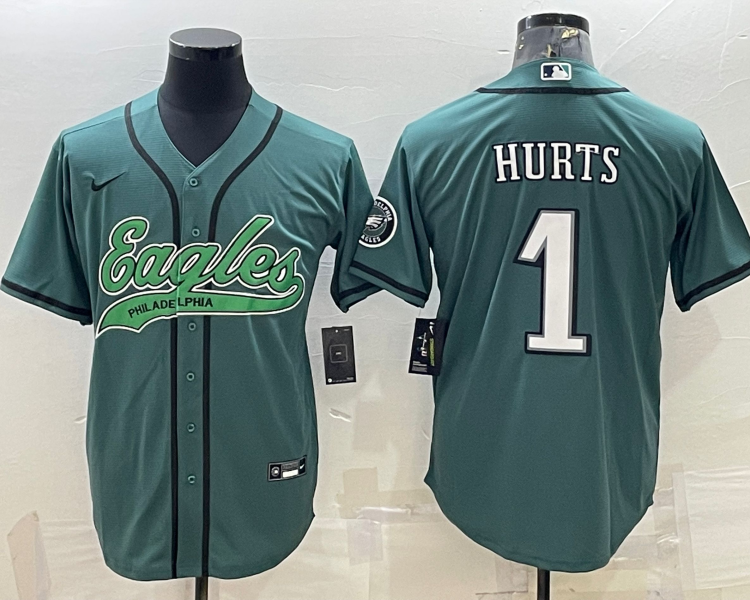Men's Philadelphia Eagles Jalen Hurts #1 Midnight Green Jersey Joint Edition
