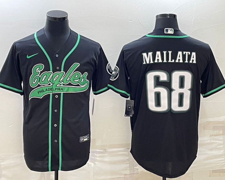 Men's Philadelphia Eagles Jordan Mailata #68 Black Jersey Joint Edition